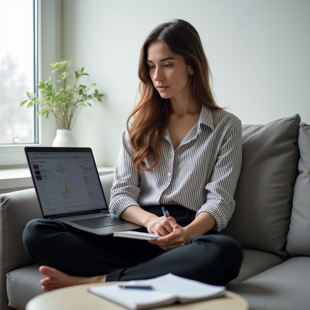 Онлайн-обучение финансовой грамотности на ноутбуке